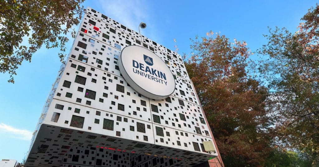 Deakin University logo on campus