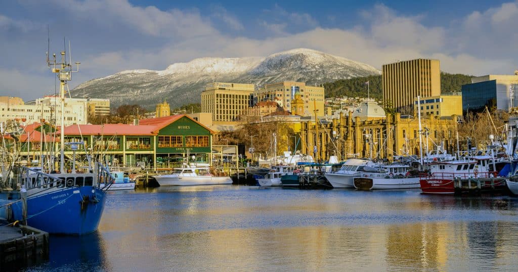 Hobart Dock and Mount Wellington