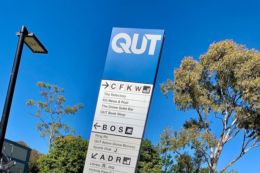 QUT signage on campus