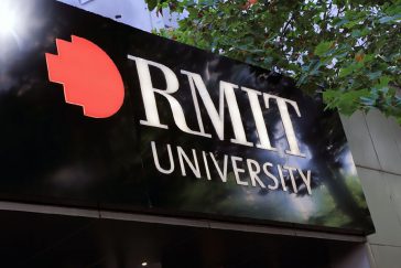 RMIT University city building entrance sign