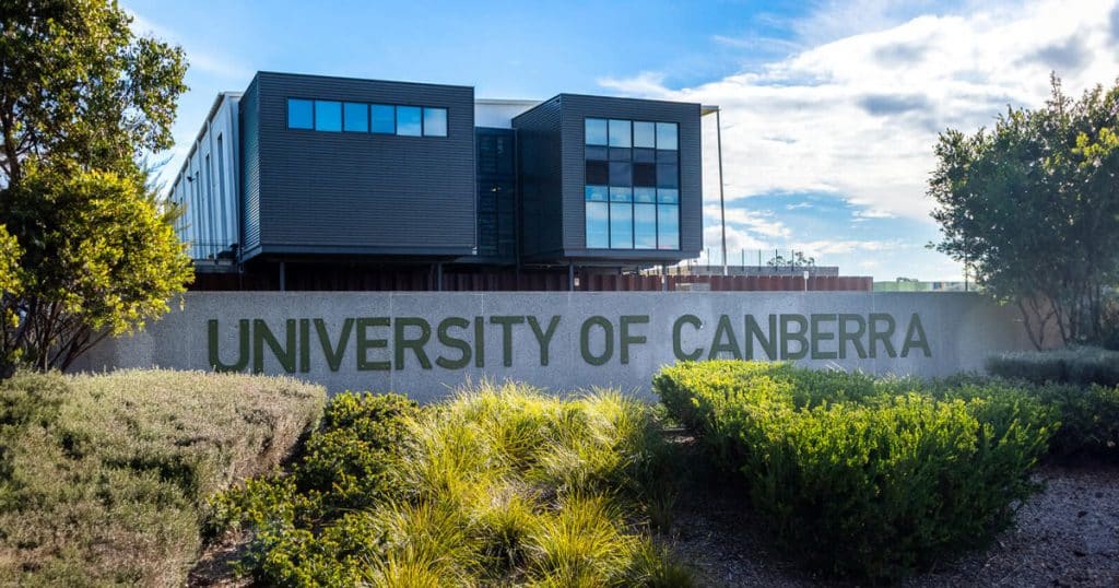 University of Canberra sign on campus