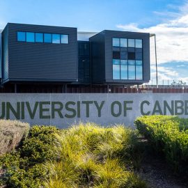 University of Canberra sign on campus