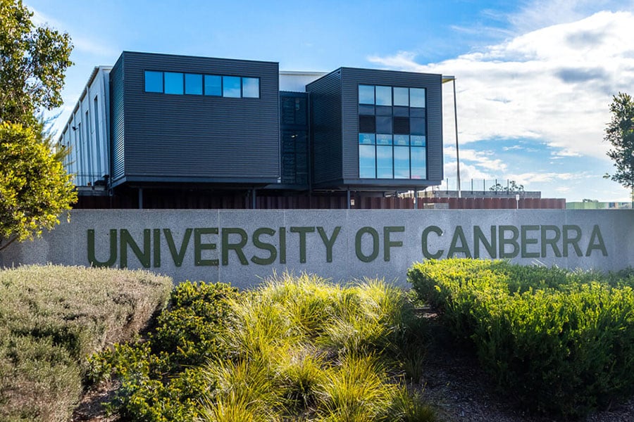 University of Canberra sign on campus