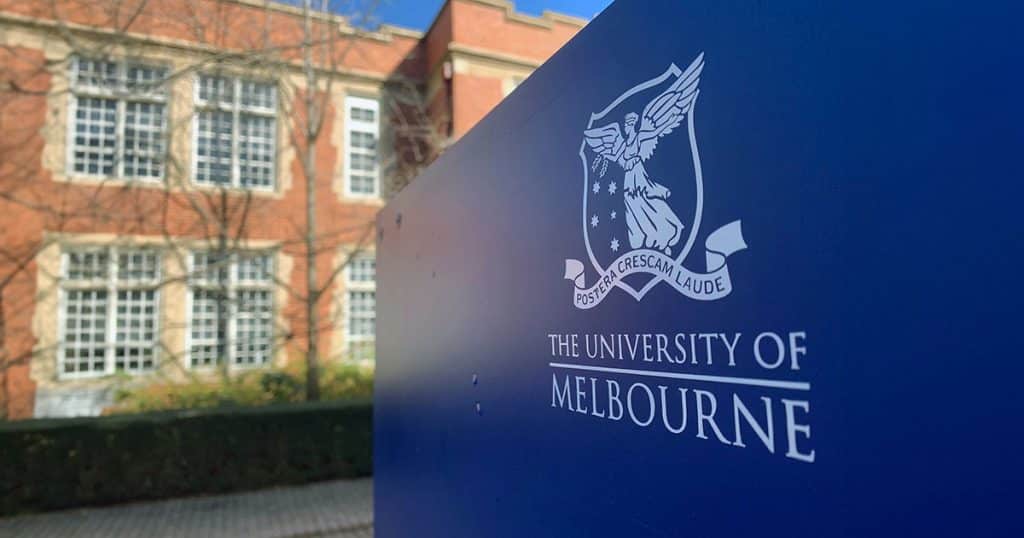 University of Melbourne sign at entrance