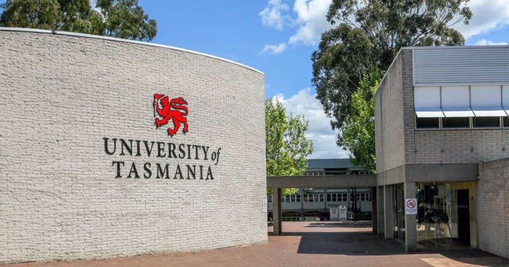 University of Tasmania logo on campus