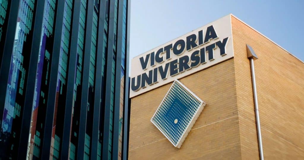 Victoria University sign on building