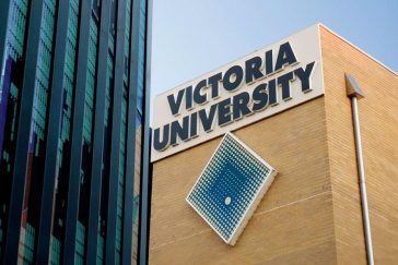 Victoria University sign on building