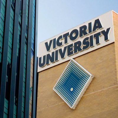 Victoria University sign on building