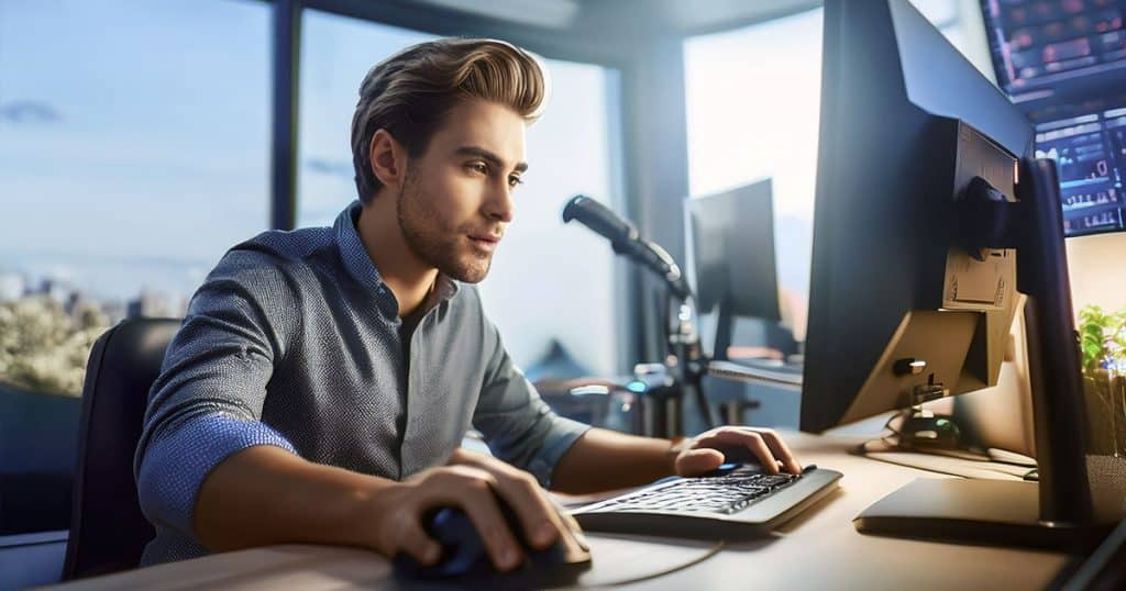 Young man using computer